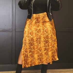 Snake Print Midi Skirt